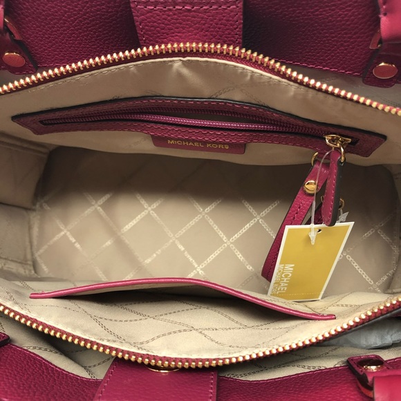 MICHAEL KORS Arielle Lg Satchel, Leather Berry NWT - Picture 11 of 15